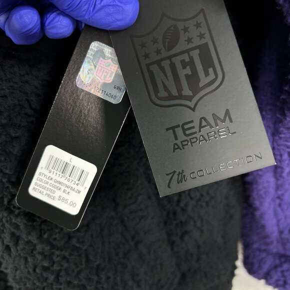 NFL Team Apparel NWT Baltimore Ravens L Sherpa Fleece Sweatshirt Black Full Zip - Picture 11 of 16
